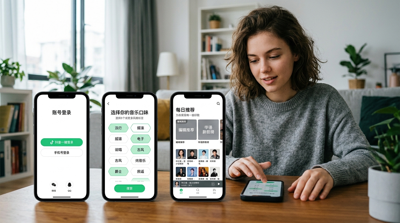 汽水音乐注册登录与口味偏好设置流程