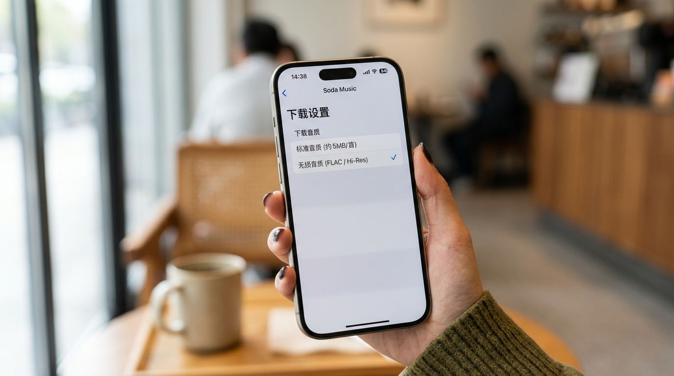 汽水音乐App下载音质设置界面截图,展示高品质与无损选项