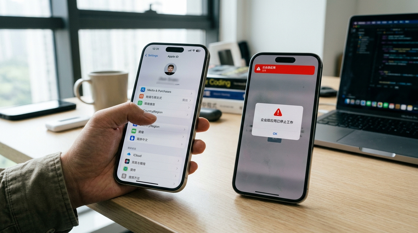 iOS切换Apple ID区域下载汽水音乐的实操步骤与企业签名安全风险对比