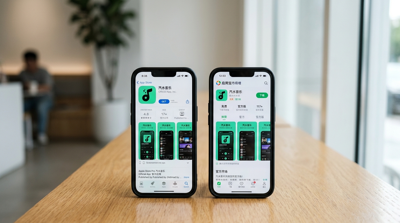 汽水音乐下载官方入口对比:App Store与应用宝正版页面