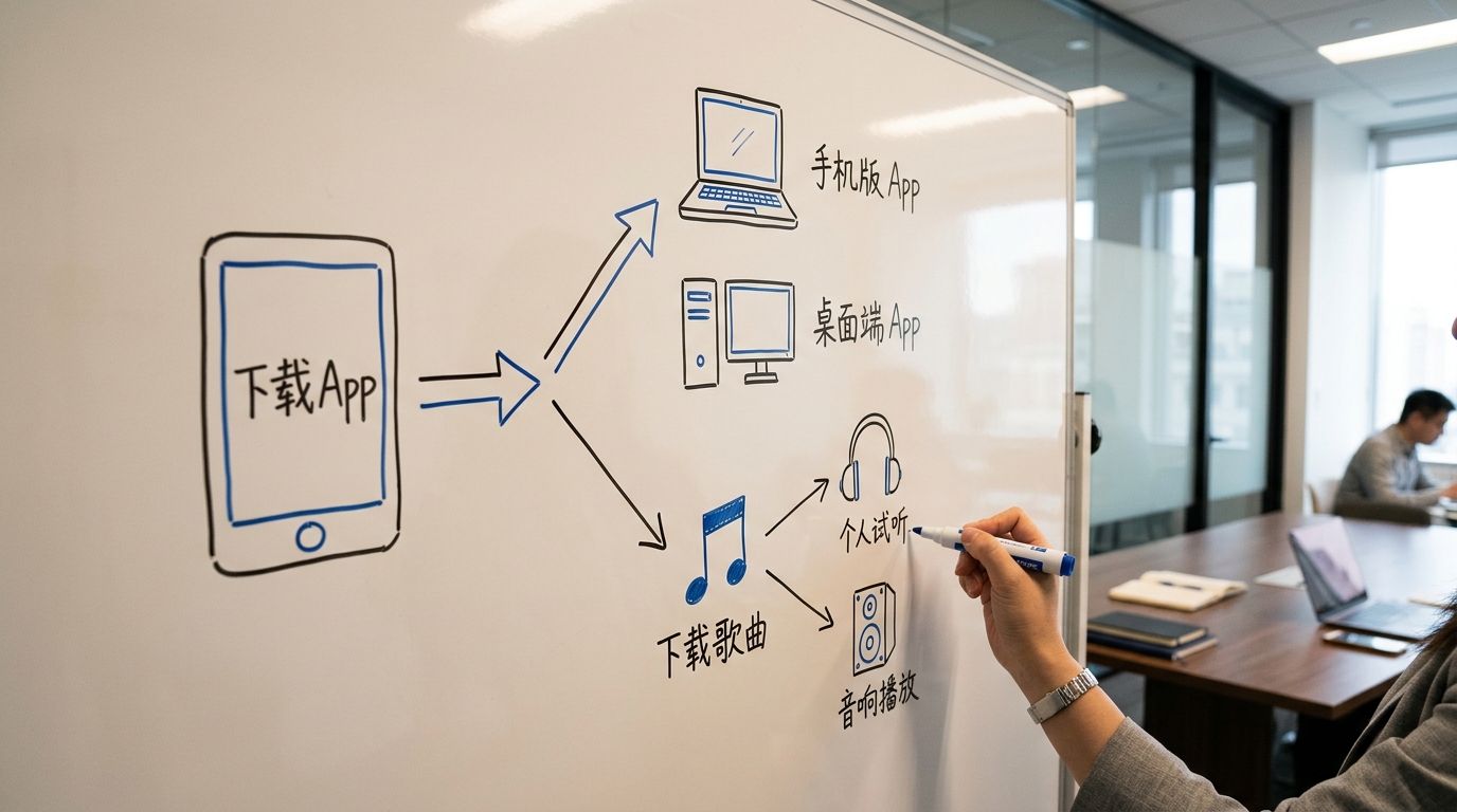 汽水音乐下载App与下载歌曲的区别分流示意图