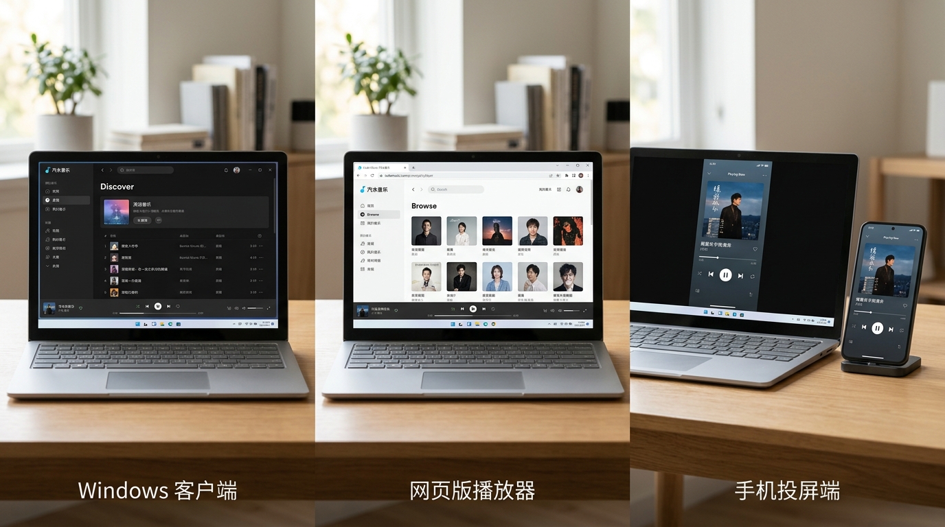 汽水音乐电脑版三种使用方案对比 客户端网页版投屏