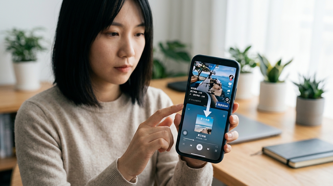 汽水音乐与抖音账号互通曲库同步示意
