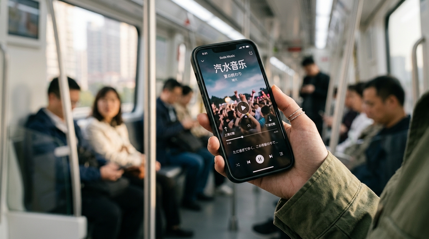 汽水音乐App播放页面界面与上下滑切歌功能展示